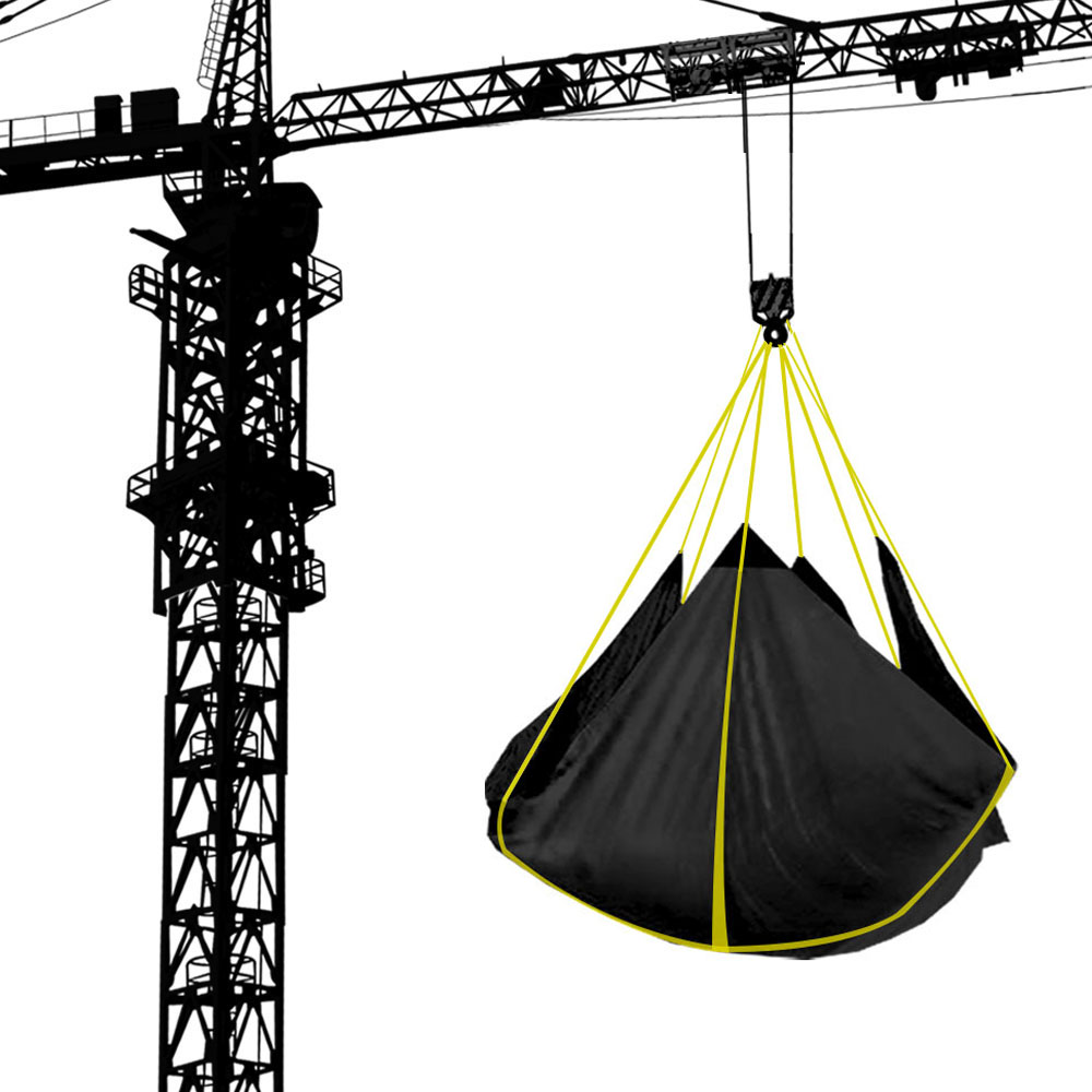 Picture of Snow Tarp hanging from a crane.